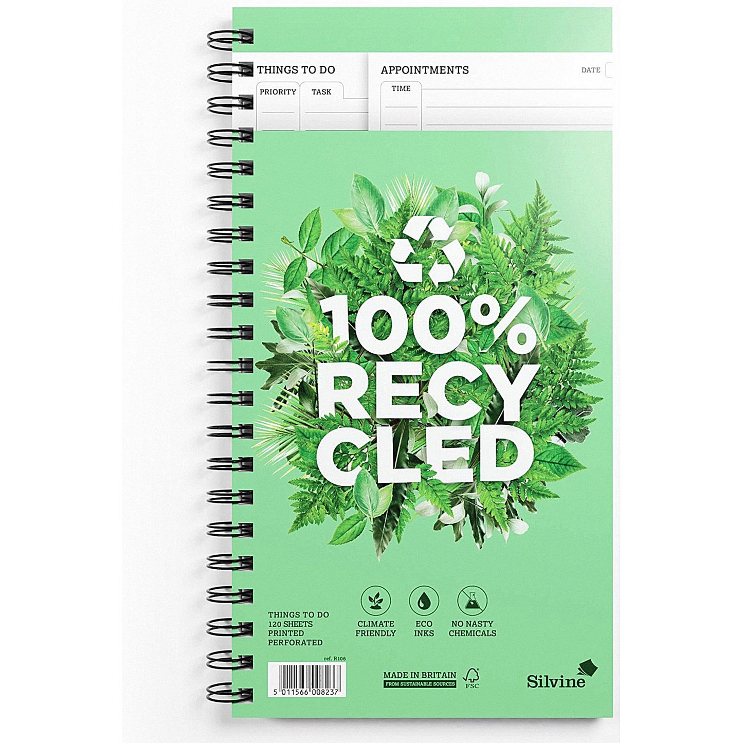 Silvine Wirebound Recycled Things to Do Book, Perforared, 280x150mm, 120 Pages