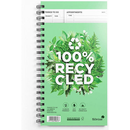 Silvine Wirebound Recycled Things to Do Book, Perforared, 280x150mm, 120 Pages