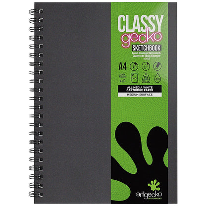 Classy Gecko All Media Wirebound Sketchbook, A4, Portrait, 40 Sheets