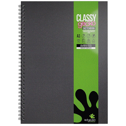 Classy Gecko All Media Wirebound Sketchbook, A3, Portrait, 40 Sheets