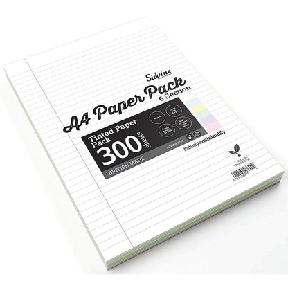Silvine Tinted Paper SEN/Dyslexia 300 Sheets 6 Colours Ruled A4 (Pack of 5)