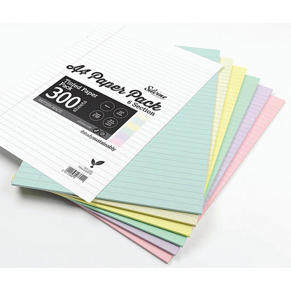 Silvine Tinted Paper SEN/Dyslexia 300 Sheets 6 Colours Ruled A4 (Pack of 5) Easy2Order : SV04173