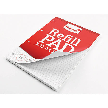 Silvine Refill Pad, A4, Ruled with Margin, 320 Pages, Red, Pack of 3