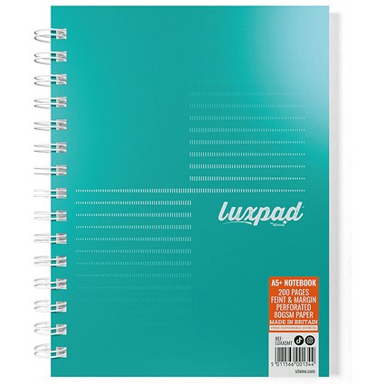 Silvine Luxpad Professional Wirebound Notebook, A5+, Ruled with Margin, 200 Pages, Pack of 3