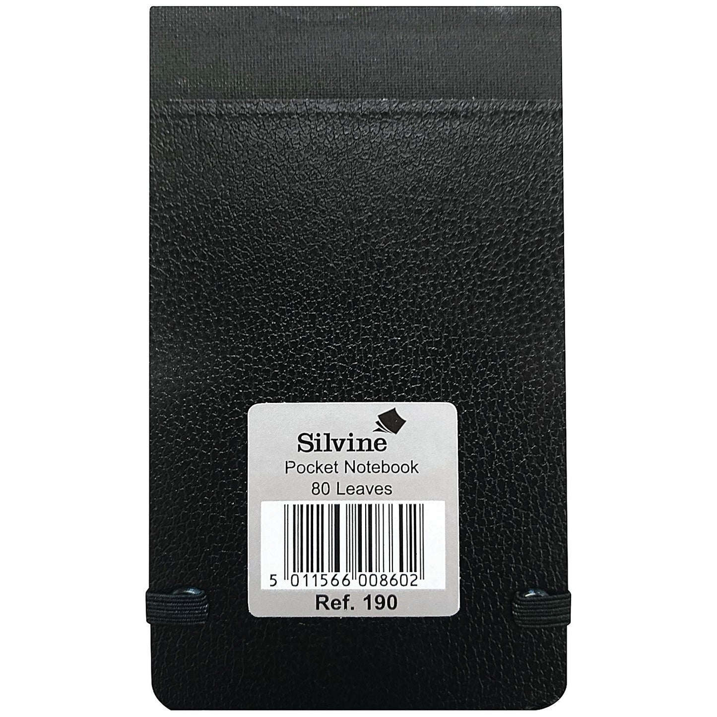 Silvine Casebound Pocket Notebook, 127x82mm, Ruled, 160 Pages, Black, Pack of 12