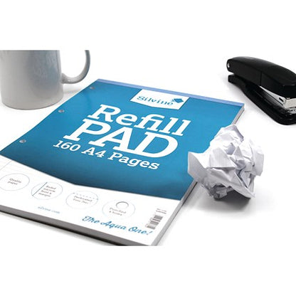 Silvine Headbound Refill Pad, A4, 6mm Ruled with Margin, 160 Pages, Blue, Pack of 6