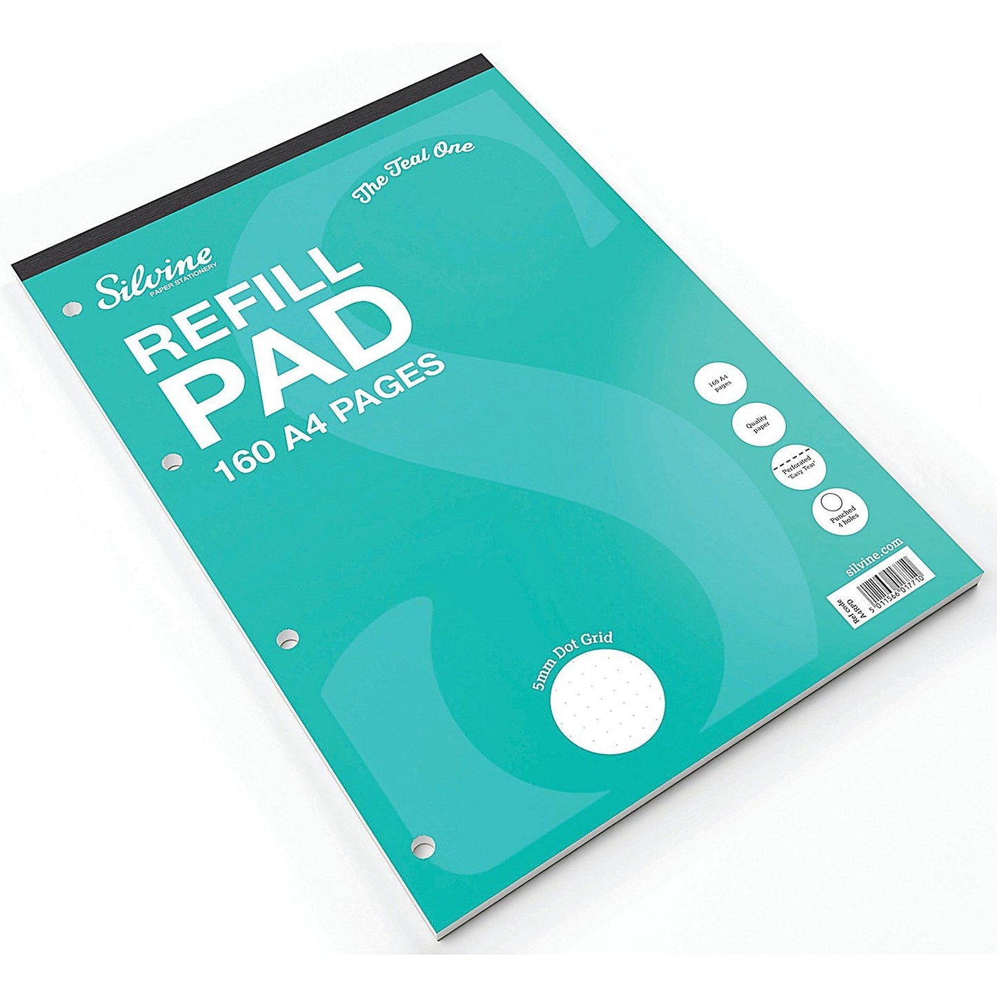 Silvine Refill Pad 160 Pages Ruled Dot Grid A4 Teal (Pack of 6)