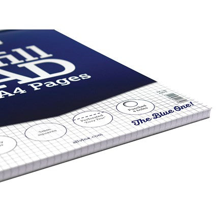 Silvine Headbound Refill Pad, A4, 5mm Squares, 160 Pages, Blue, Pack of 6
