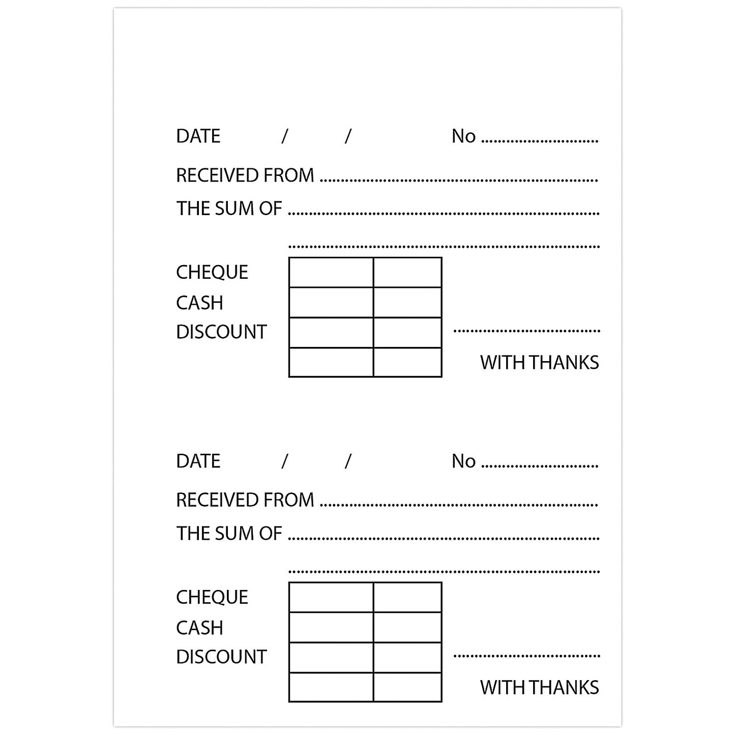Silvine Duplicate Receipt Book, 100 Sets, 105x148mm, Pack of 12