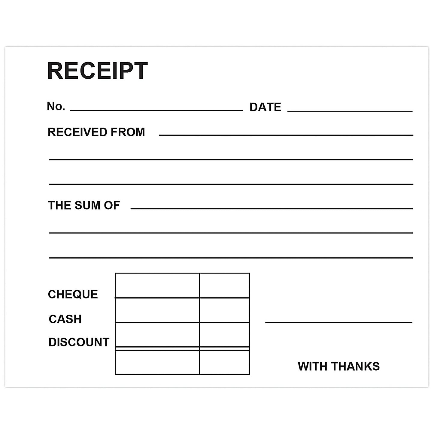 Silvine Carbonless Duplicate Receipt Book, 100 Sets, 102x127mm, Pack of 12