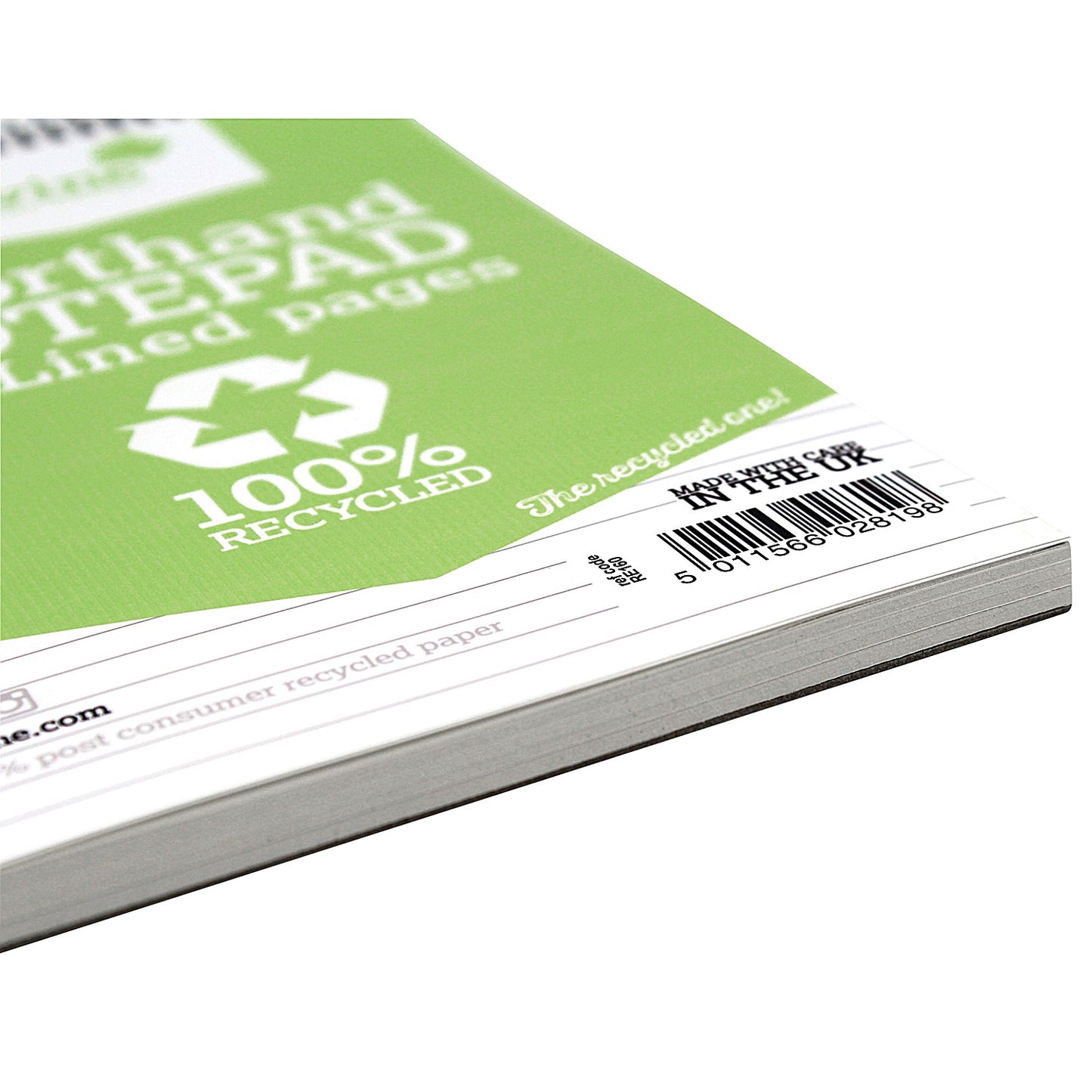 Silvine Recycled Wirebound Shorthand Notepad, 200x125mm, Ruled, 160 Pages, Green, Pack of 12