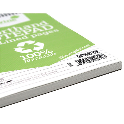 Silvine Recycled Wirebound Shorthand Notepad, 200x125mm, Ruled, 160 Pages, Green, Pack of 12