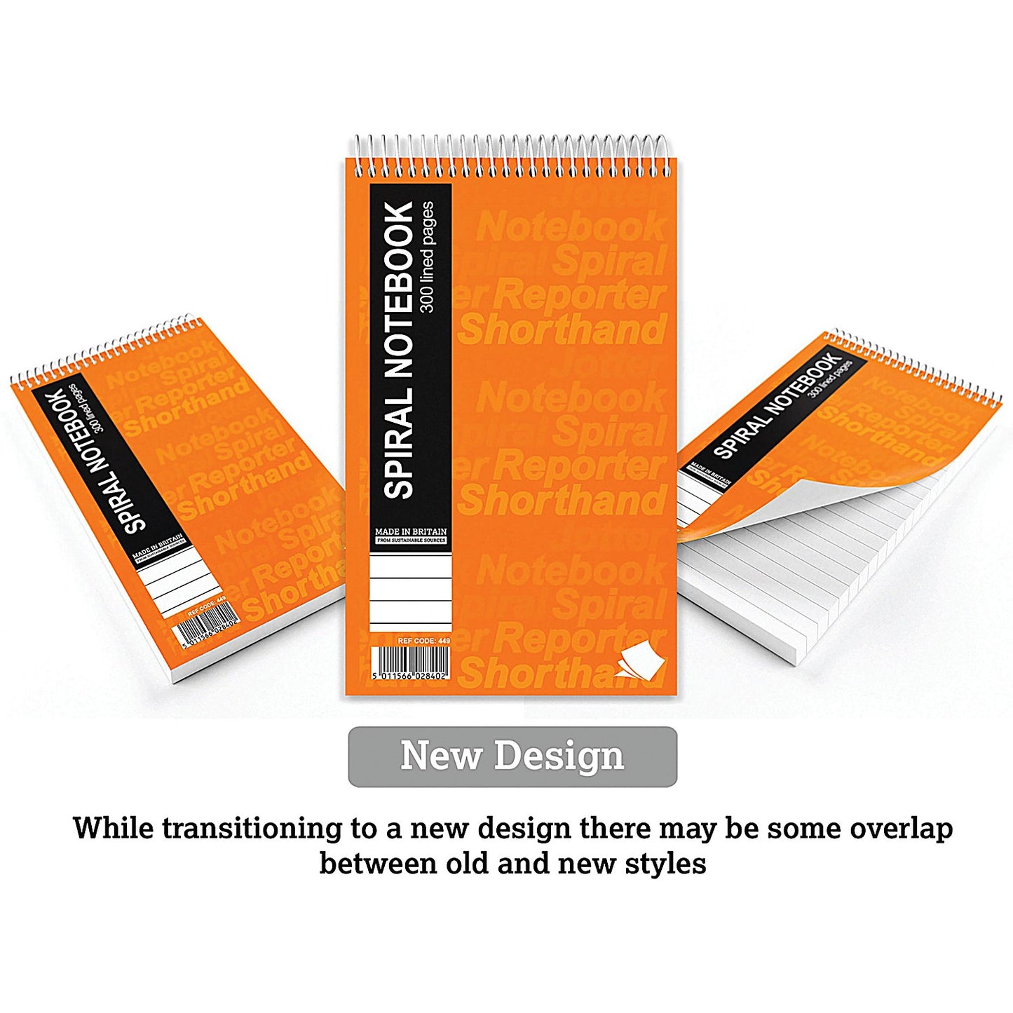 Silvine Wirebound Shorthand Notepad, 203x127mm, Ruled, 300 Pages, Orange, Pack of 6