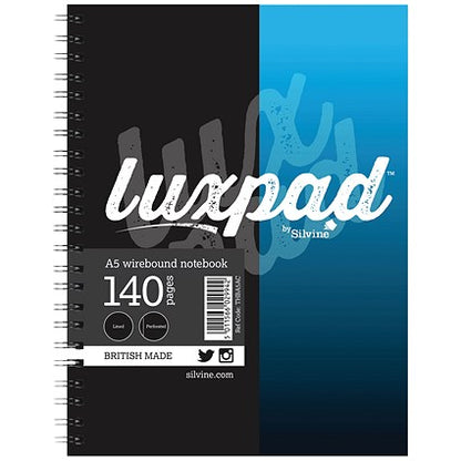 Silvine Luxpad Wirebound Notebook, A5, Ruled & Perforated, Assorted Colours, Pack of 6