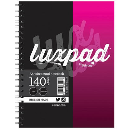 Silvine Luxpad Wirebound Notebook, A5, Ruled & Perforated, Assorted Colours, Pack of 6