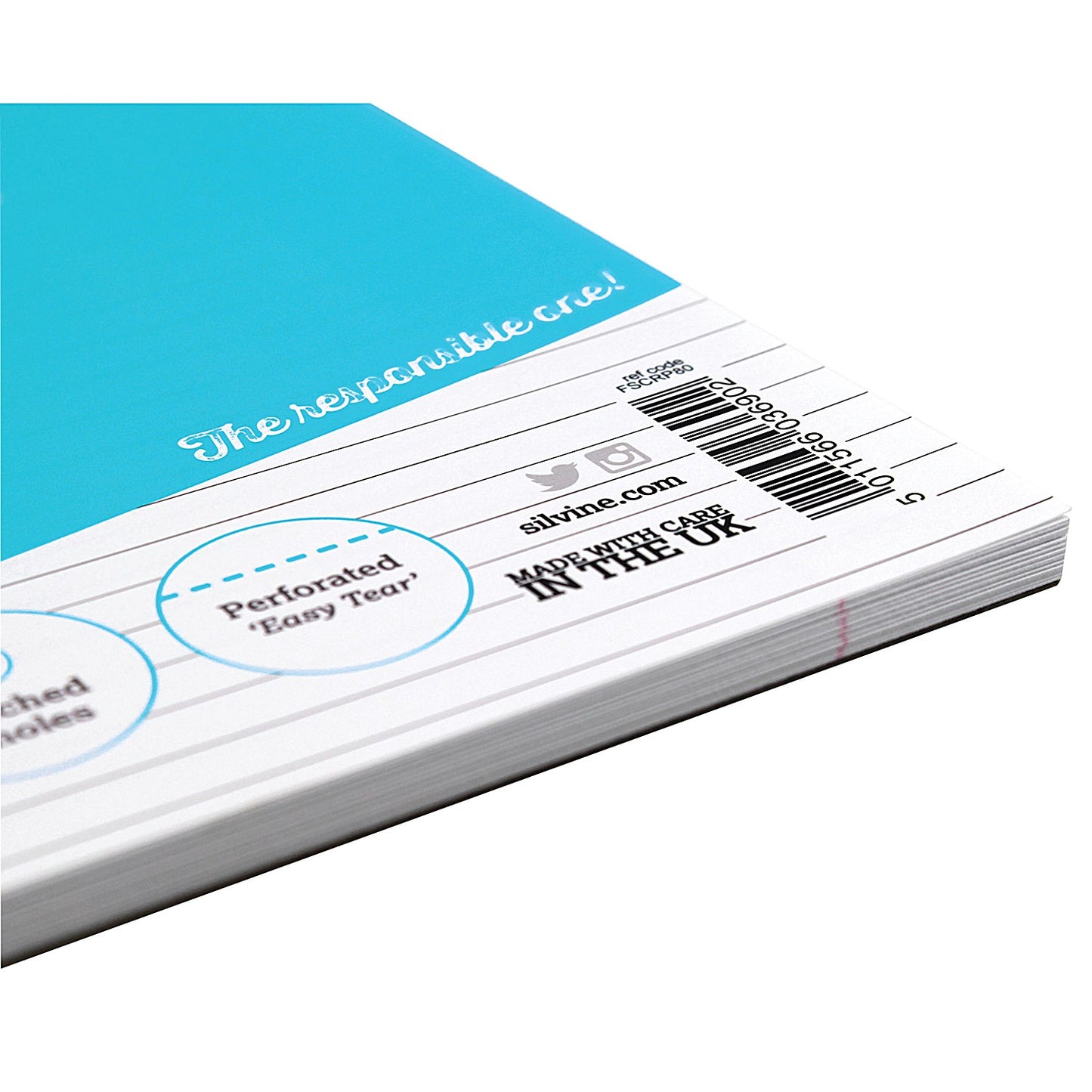 Silvine FSC Certified Refill Pad, A4, Ruled with Margin, 160 Pages, Blue, Pack of 5