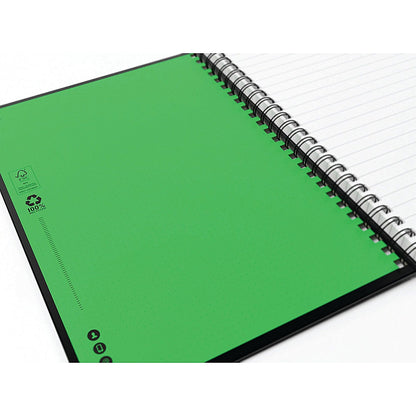 Silvine Luxpad Recycled Professional Wirebound Notebook, A5, Ruled & Perforated, 160 Pages, Black, Pack of 5