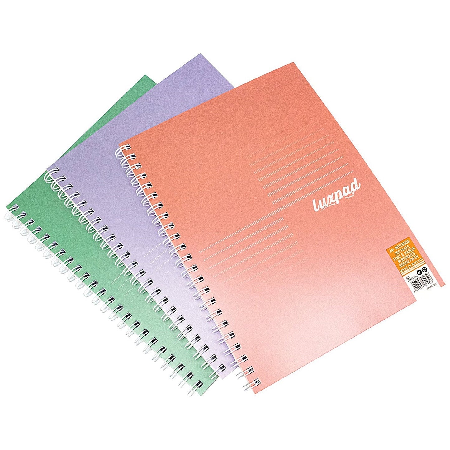 Silvine Luxpad Metallic Wirebound Notebook, A4+, Ruled with Margin, 200 Pages, Assorted, Pack of 3