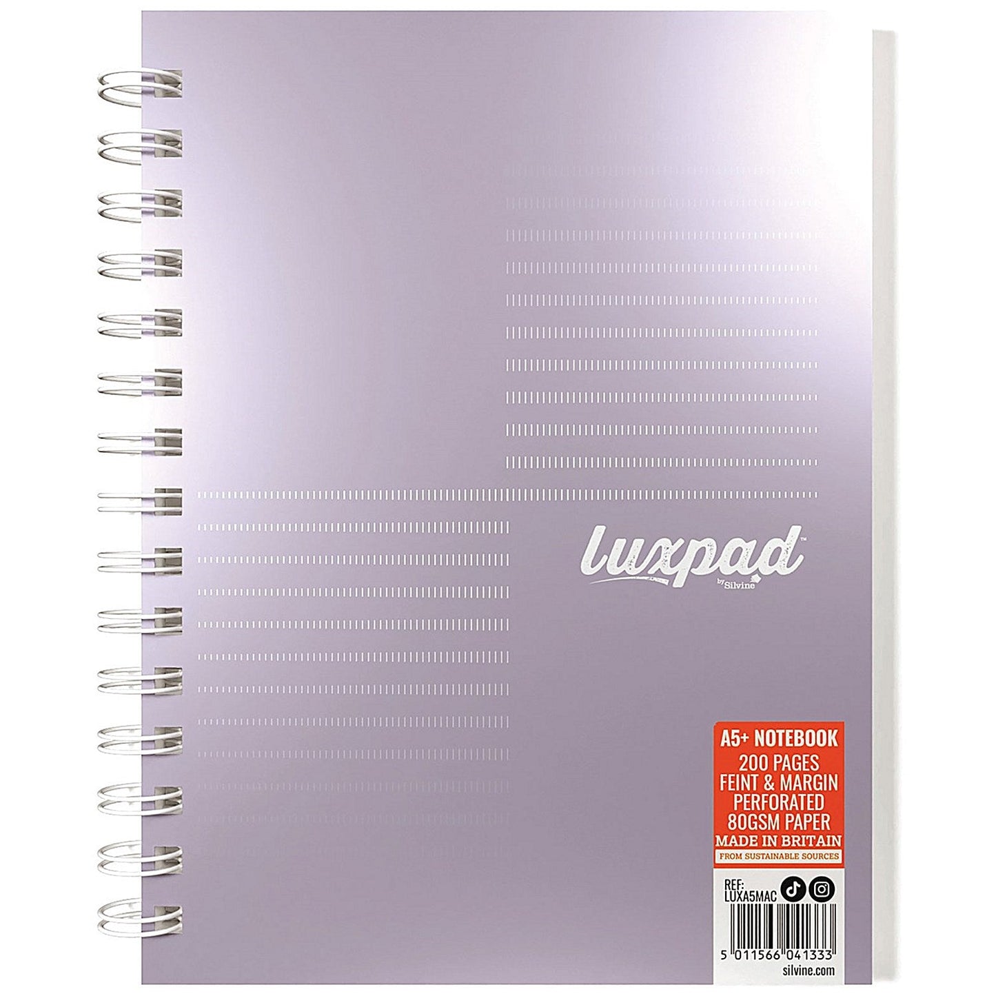 Silvine Luxpad Metallic Wirebound Notebook, A5+, Ruled with Margin, 200 Pages, Assorted, Pack of 3