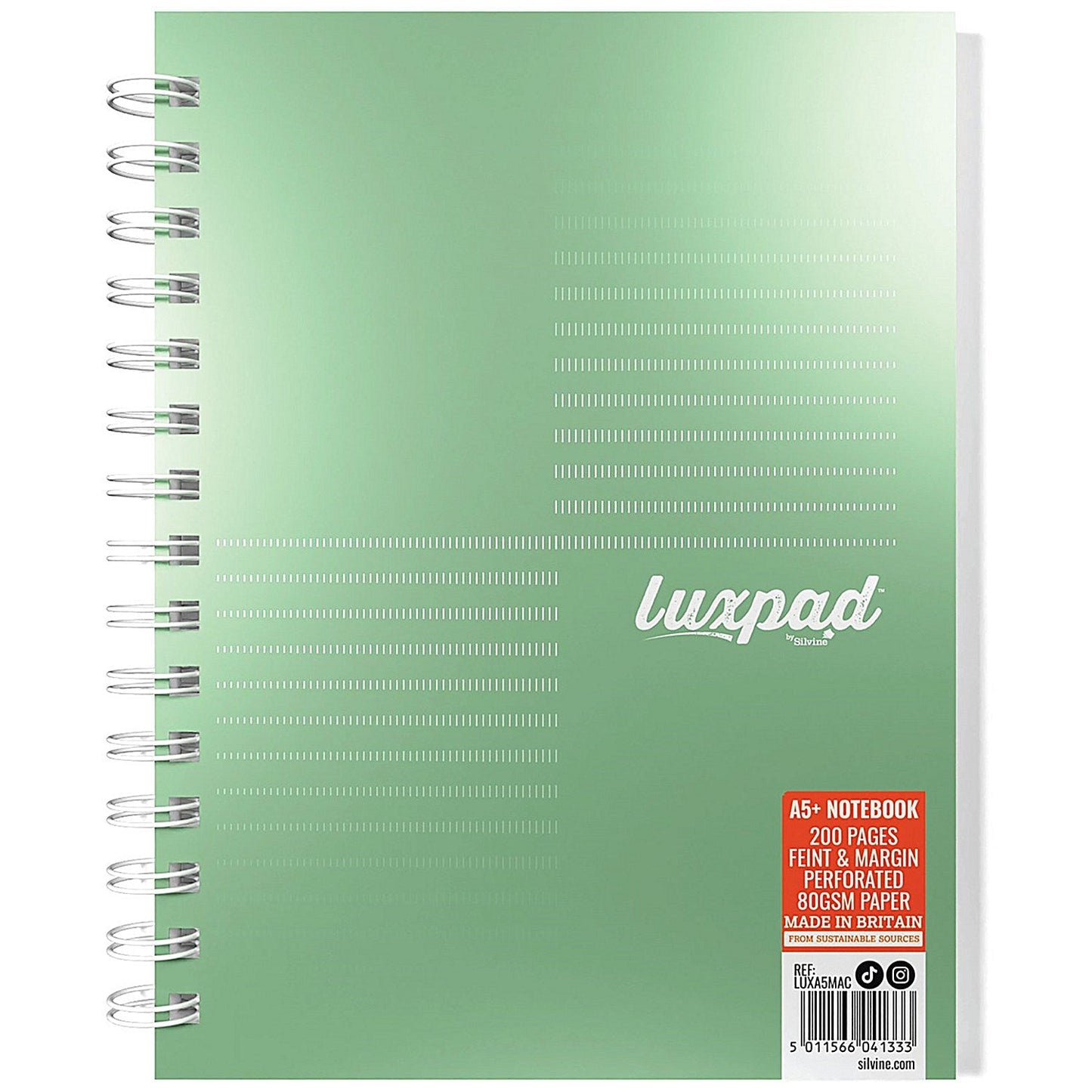 Silvine Luxpad Metallic Wirebound Notebook, A5+, Ruled with Margin, 200 Pages, Assorted, Pack of 3