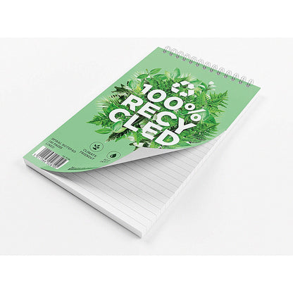 Silvine Premium Recycled Reporters Notebook, 203x125mm, Ruled, 160 Pages, Green, Pack of 3