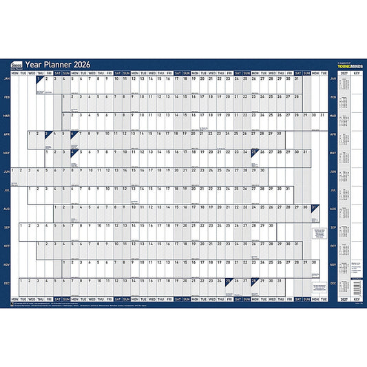 Sasco Year Planner, Mounted, 915x610mm, 2026