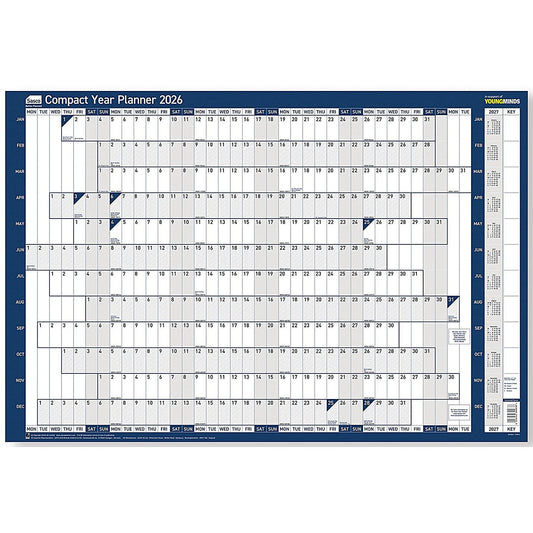 Sasco Compact Landscape Year Planner, Unmounted, 610x405mm, 2026