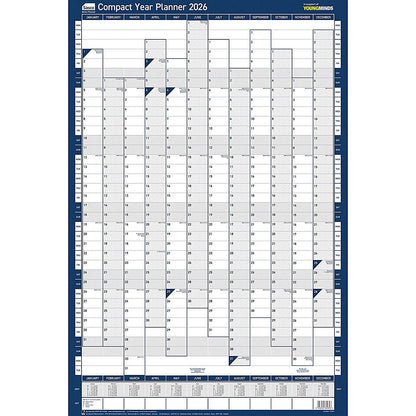 Sasco Compact Portrait Year Planner, Unmounted, 405x610mm, 2026
