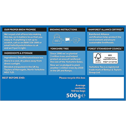 Yorkshire Decaff Tea Bags, Pack of 160