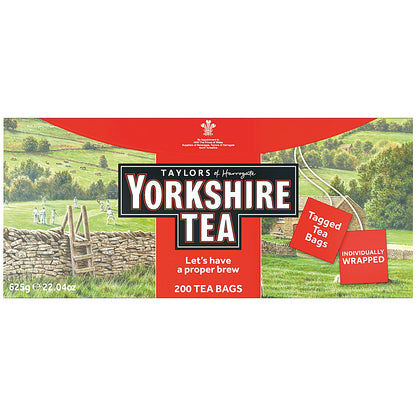 Yorkshire Tea Tagged and Enveloped Tea Bags, Pack of 200