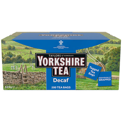 Yorkshire Tea Decaffeinated Tagged and Enveloped Tea Bags, Pack of 200