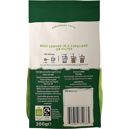 Taylors of Harrogate Rich Italian Roast and Ground Coffee, 200g