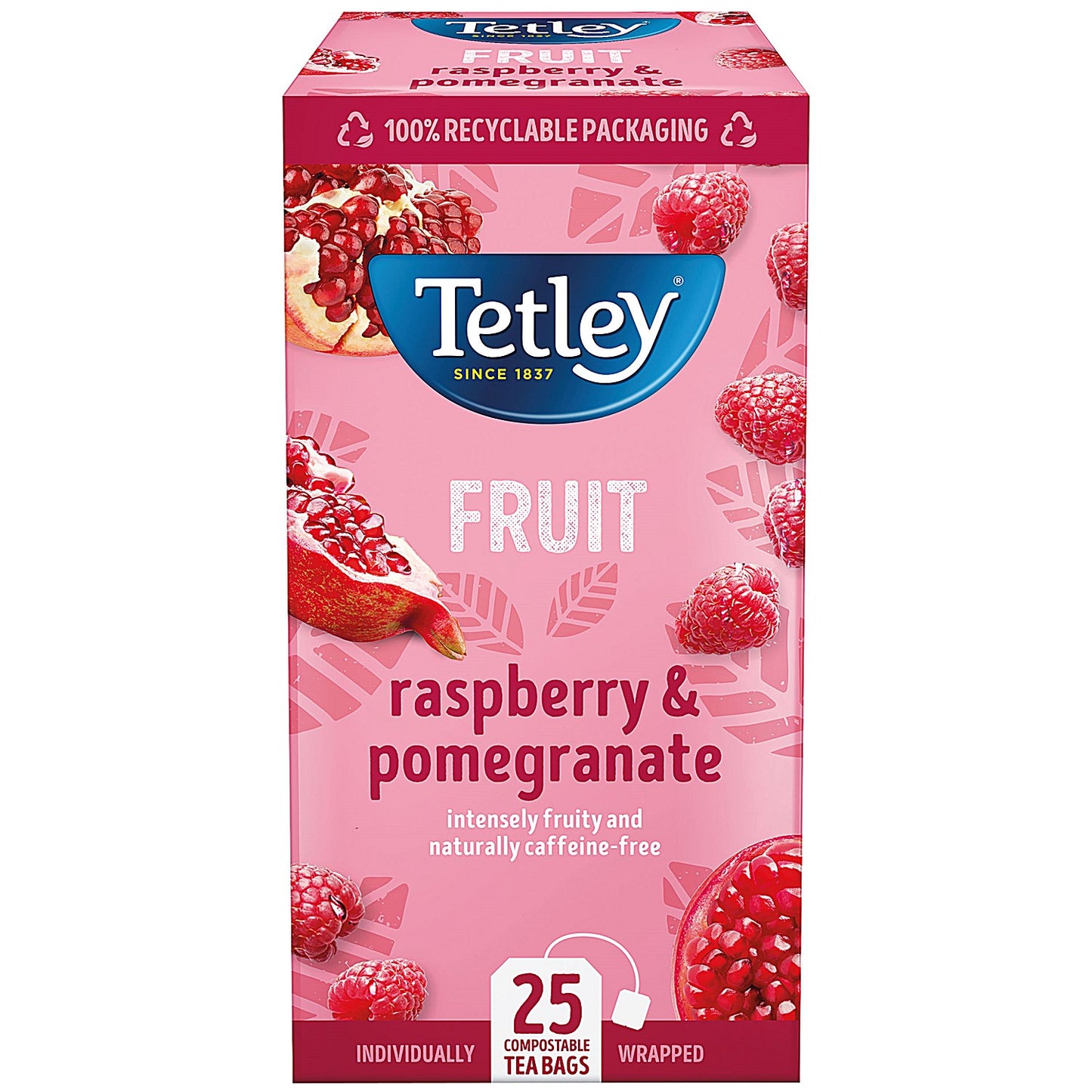 Tetley Raspberry and Pomegranate Fruit Tea, Pack of 25