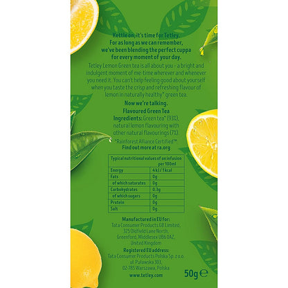Tetley Green Tea with Lemon, Pack of 25