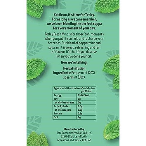 Tetley Fresh Mint Herbal Tea, Pack of 25