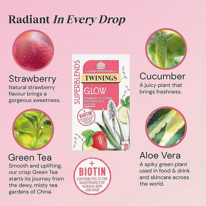 Twinings SuperBlends Glow Herbal Tea, Pack of 20