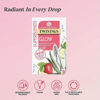 Twinings SuperBlends Glow Herbal Tea, Pack of 20