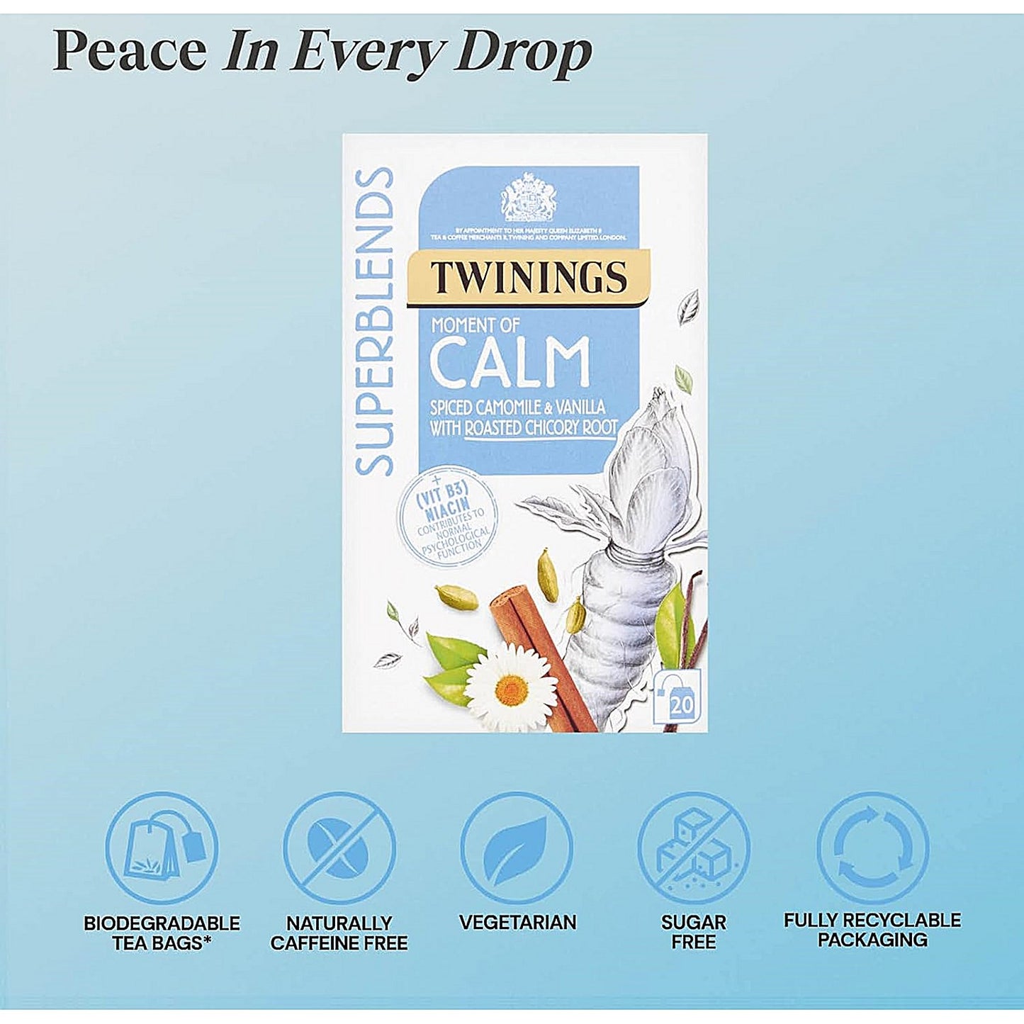Twinings SuperBlends Calm Herbal Tea, Pack of 20