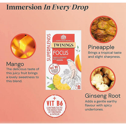 Twinings SuperBlends Focus Herbal Tea, Pack of 20
