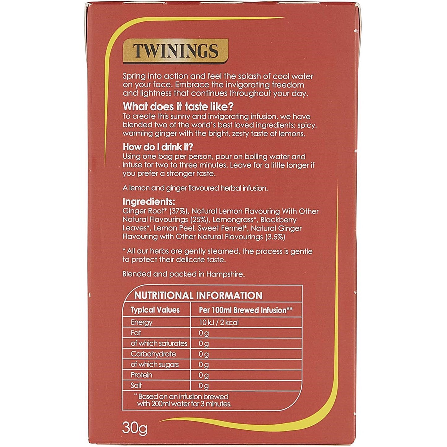 Twinings Lemon and Ginger Fruit Tea, Pack of 20