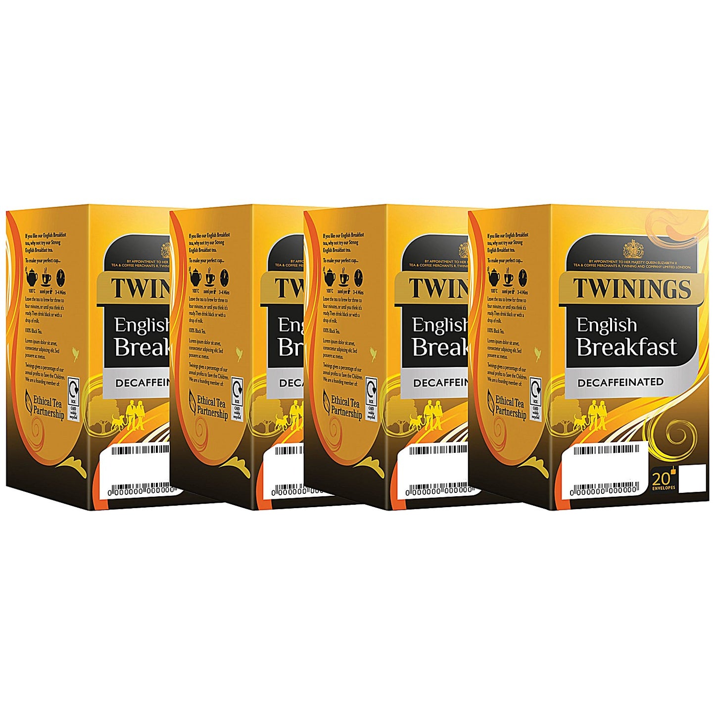 Twinings Decaffeinated English Breakfast Tea Bags, 4 Packs of 20