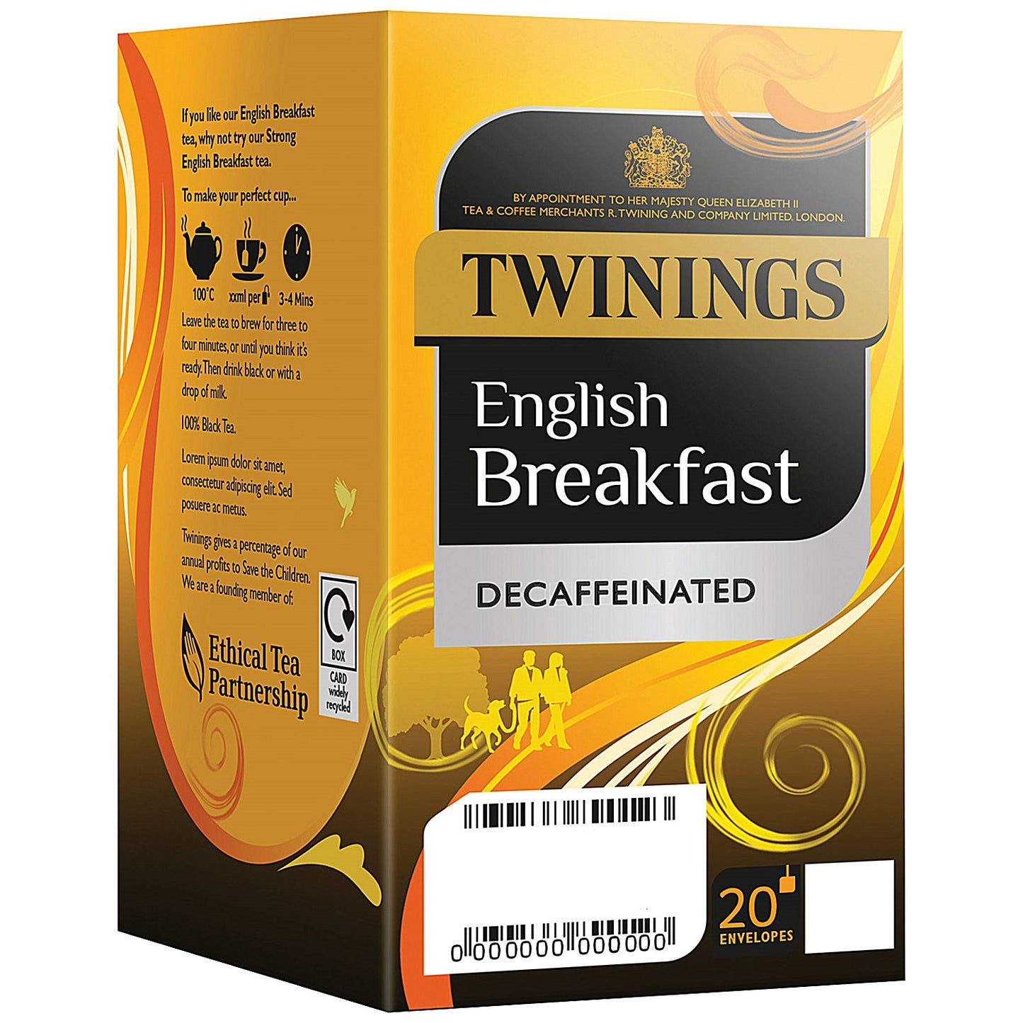 Twinings Decaffeinated English Breakfast Tea Bags, 4 Packs of 20