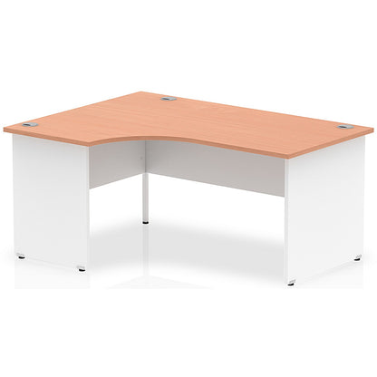 Impulse 1600mm Two-Tone Corner Desk, Left Hand, White Panel End Leg, Beech