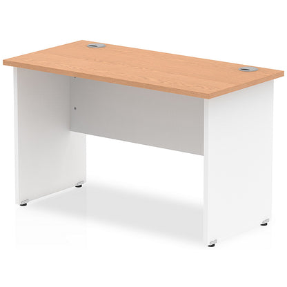Impulse 1000mm Two-Tone Slim Rectangular Desk, White Panel End Leg, Oak