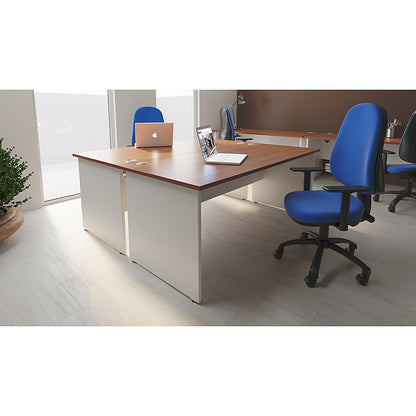 Impulse 1400mm Two-Tone Slim Rectangular Desk, White Panel End Leg, Walnut