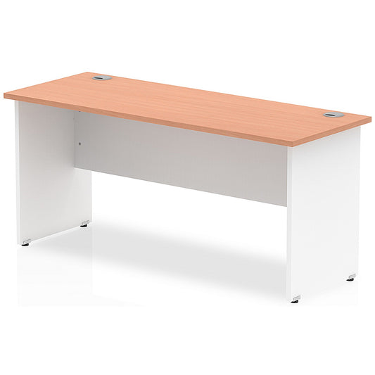 Impulse 1600mm Two-Tone Slim Rectangular Desk, White Panel End Leg, Beech