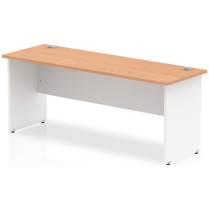 Impulse 1800mm Two-Tone Slim Rectangular Desk, White Panel End Leg, Oak