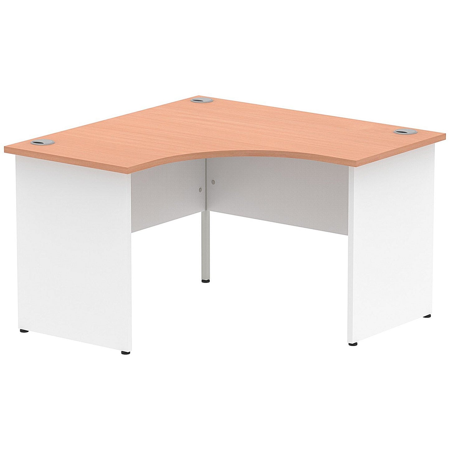 Impulse 1200mm Two-Tone Corner Desk, White Panel End Leg, Beech