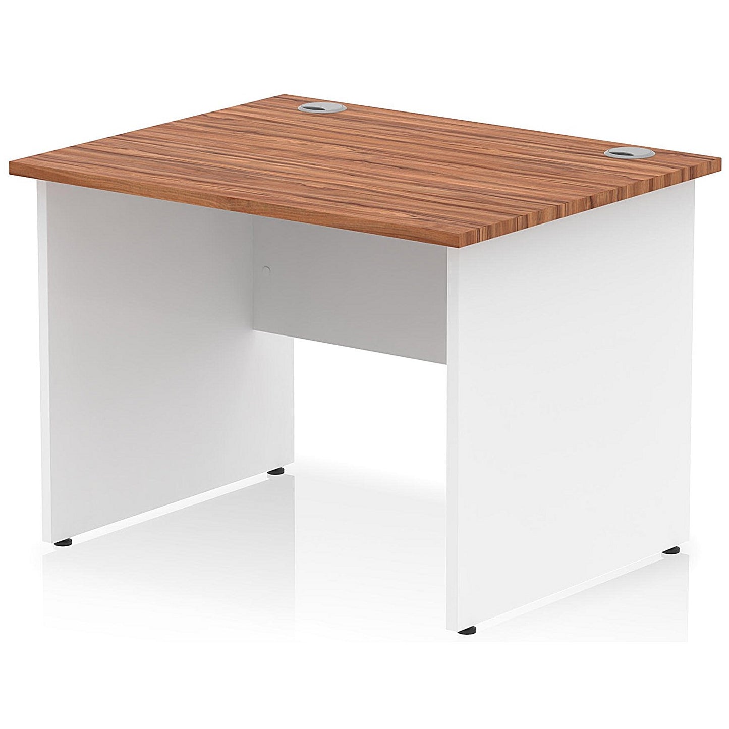 Impulse 1000mm Two-Tone Rectangular Desk, White Panel End Leg, Walnut