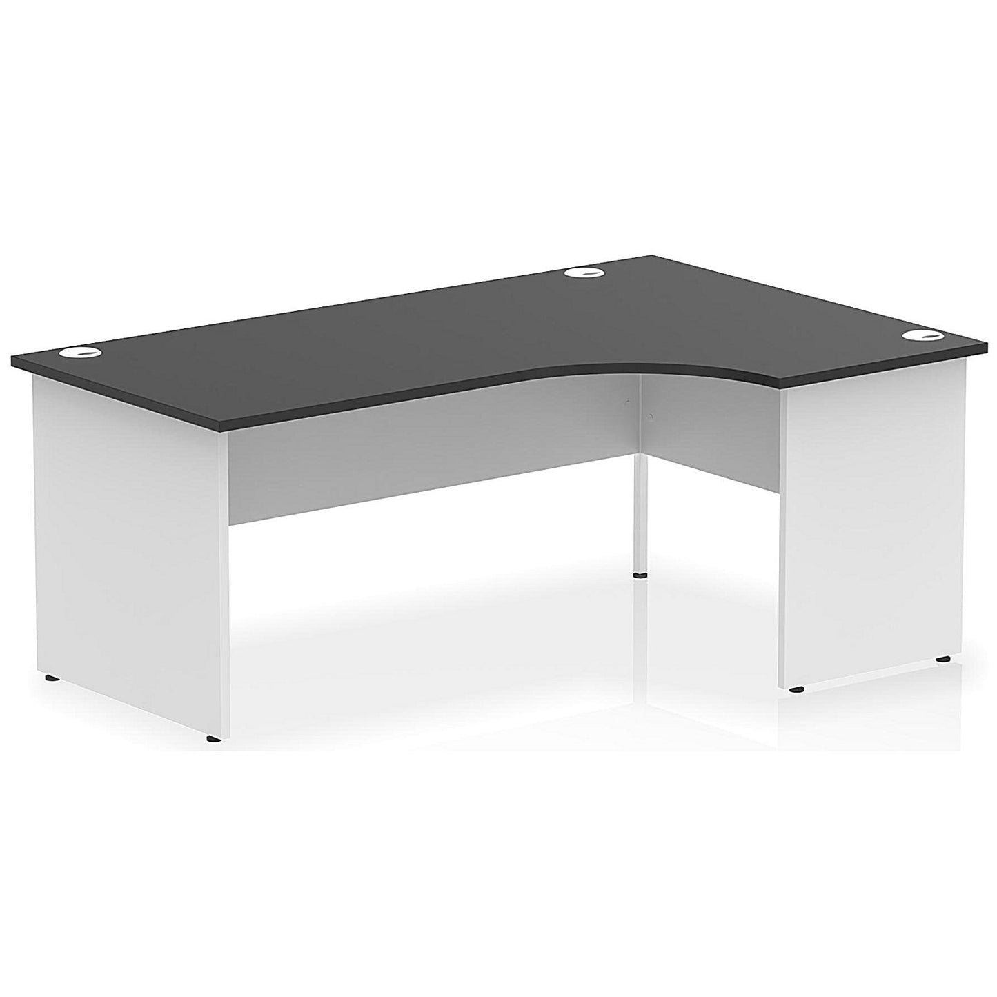 Impulse 1800mm Two-Tone Corner Desk, Right Hand, White Panel End Leg, Black